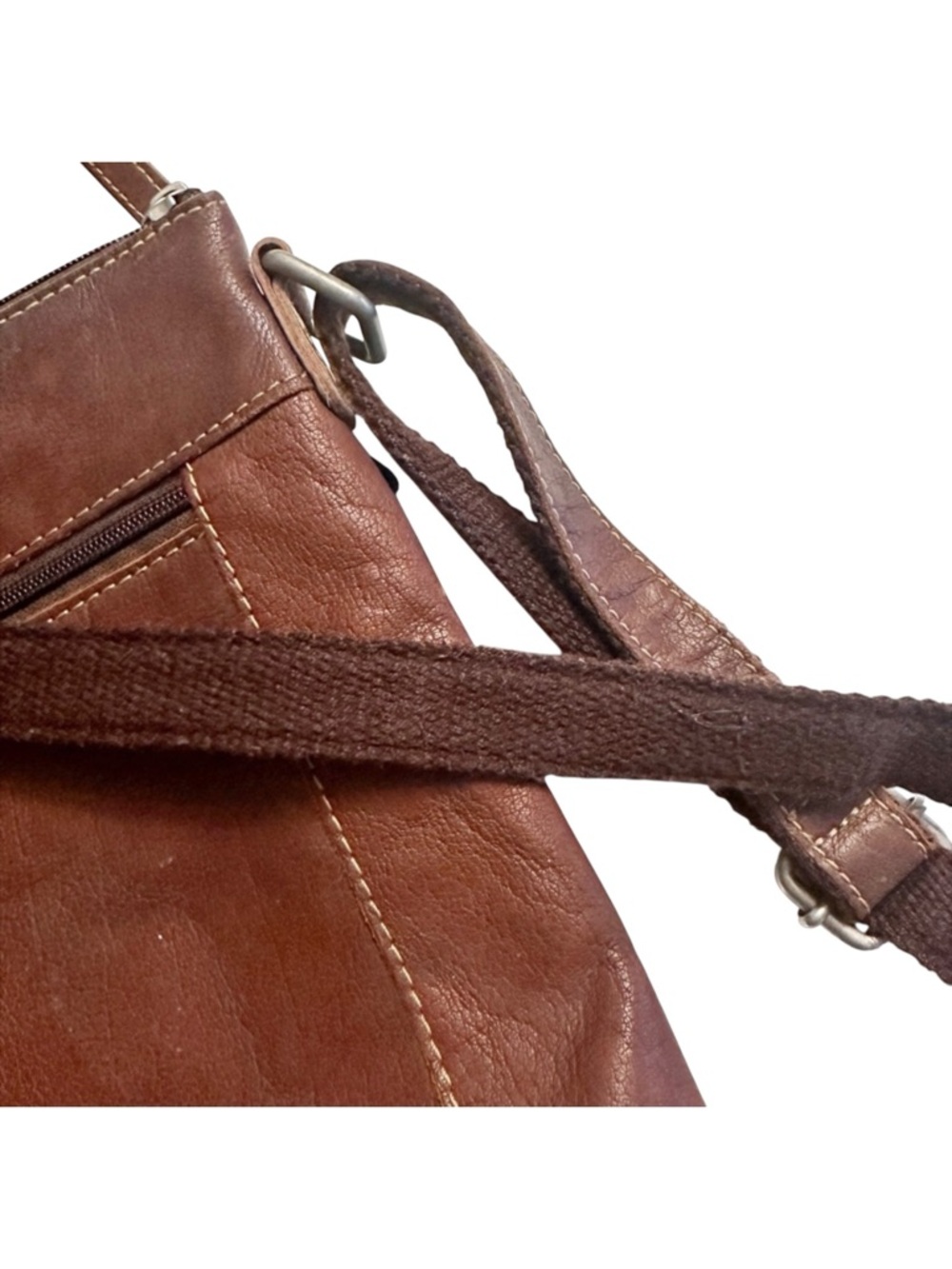Jack Georges Brown Leather Crossbody Bag Minimalist Vintage Style - Picture 10 of 14